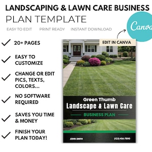 Landscape Business Plan - Lawn care - Business Plan Template - Business Plan Writing Guide - Canva Template - Easy To Edit - Microsoft Word