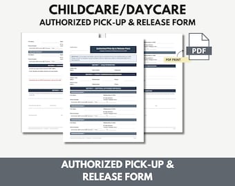 Daycare Authorized Pickup & Release Form | Printable Childcare Safety PDF | Home Daycare | Preschool