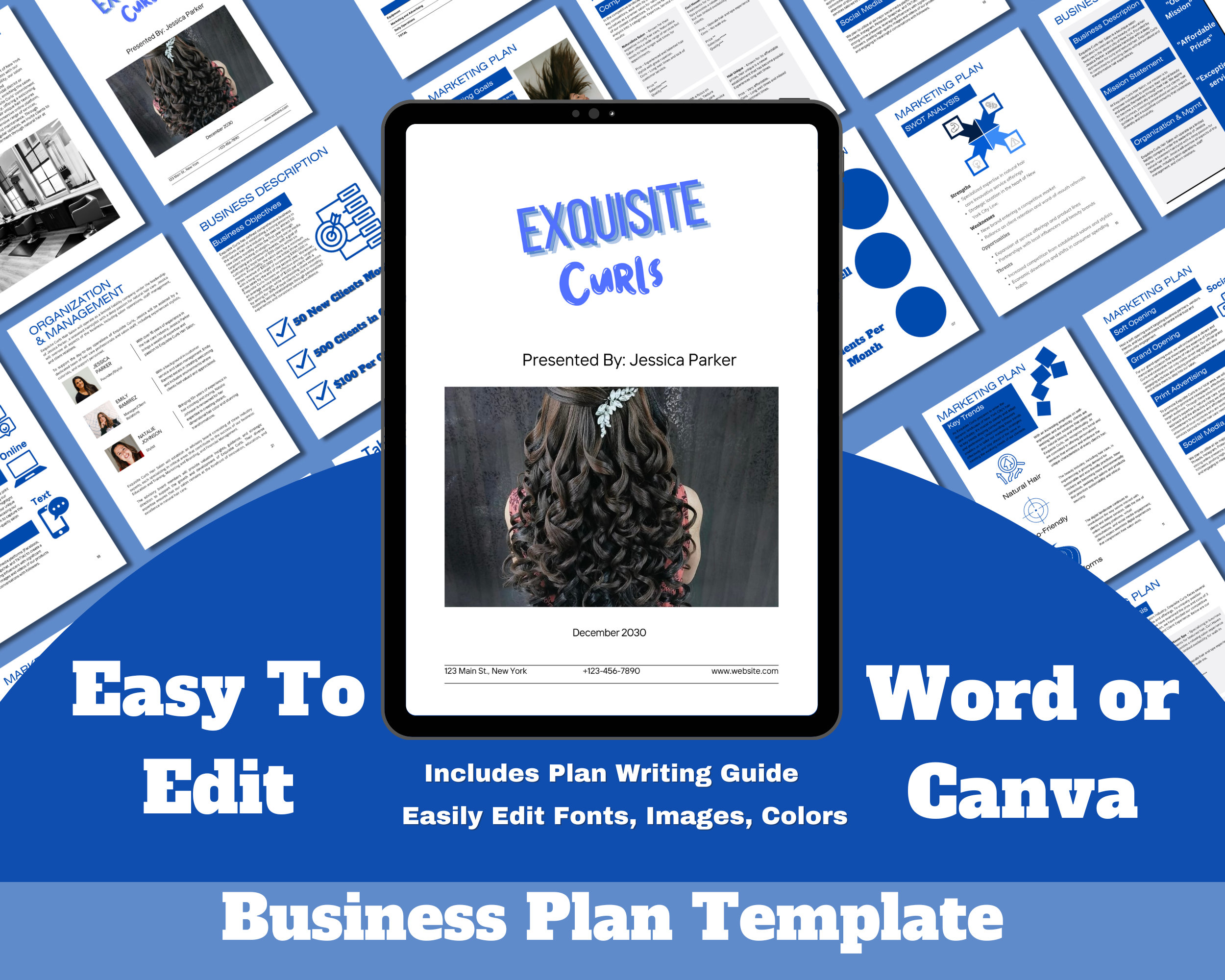 Hair Salon Business Plan Salon and Spa Business Plan Canva Template Microsoft Word Editable