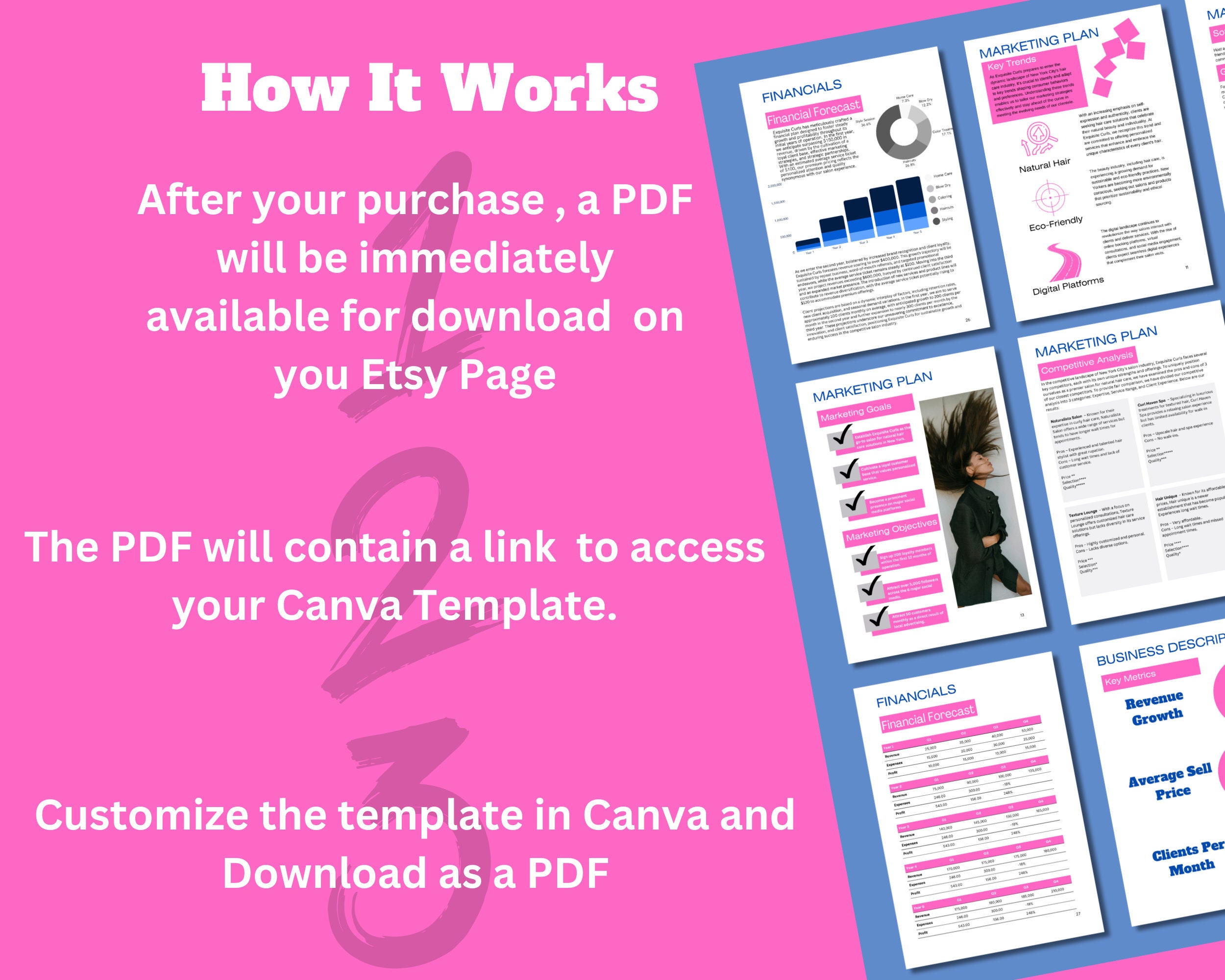 Hair Salon Business Plan - Hair Salon Business Planner - Canva Template ...