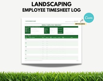 Landscaping Employee Timesheet Template, Canva Payroll Log, Lawn Care Time Sheet, Employee Hours Tracker, Landscaping Business Form
