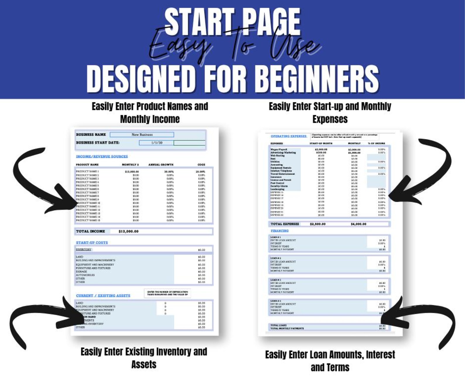 Business Plan Financial Projections Spreadsheet - Template - for ...