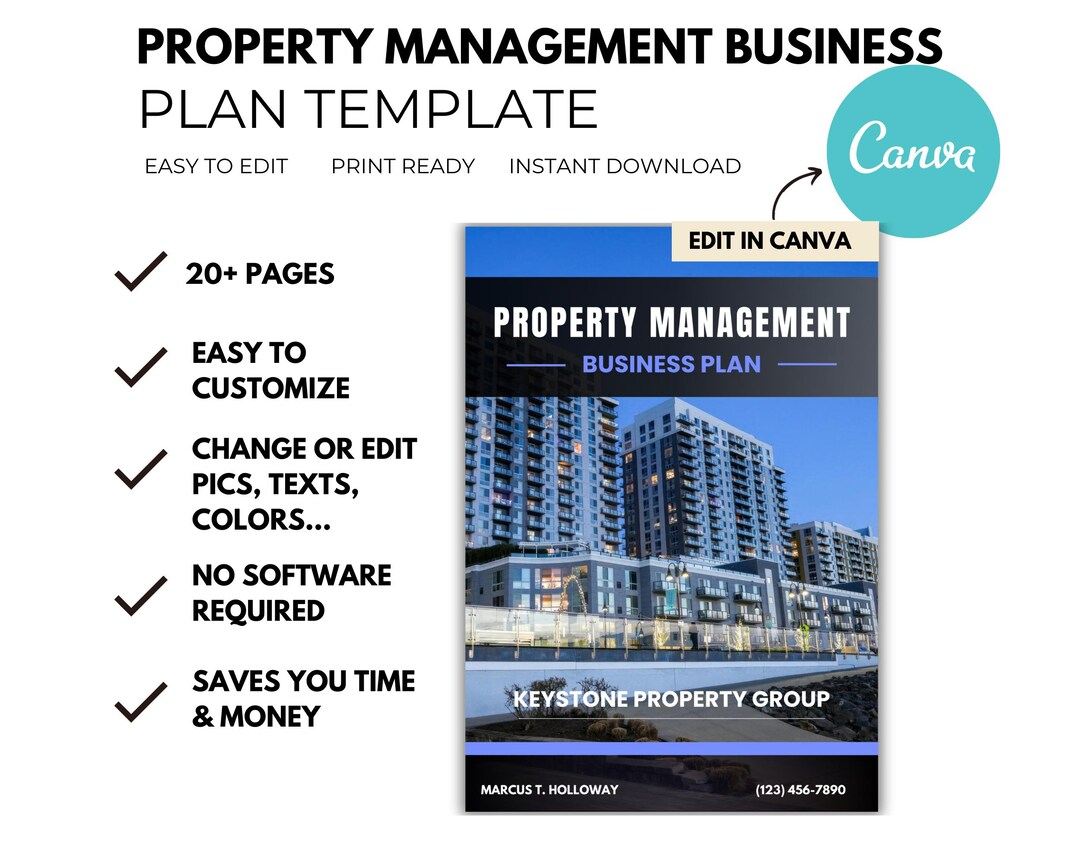Property Management Business Plan Template | Editable in Canva & Word ...