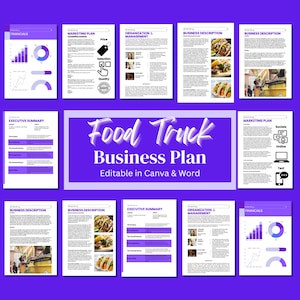 Food Truck Business Plan - Taco Truck Business Plan -Canva - Microsoft Word - Executive Summary - Easy to Edit - Business Plan