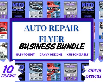 Sjabloonbundel autoreparatieflyer: 10 zakelijke canva-flyers (8,5 x 11) (digitale download)