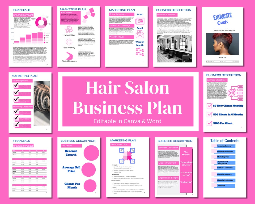 Hair Salon Business Plan - Business Planner - Canva Template ...