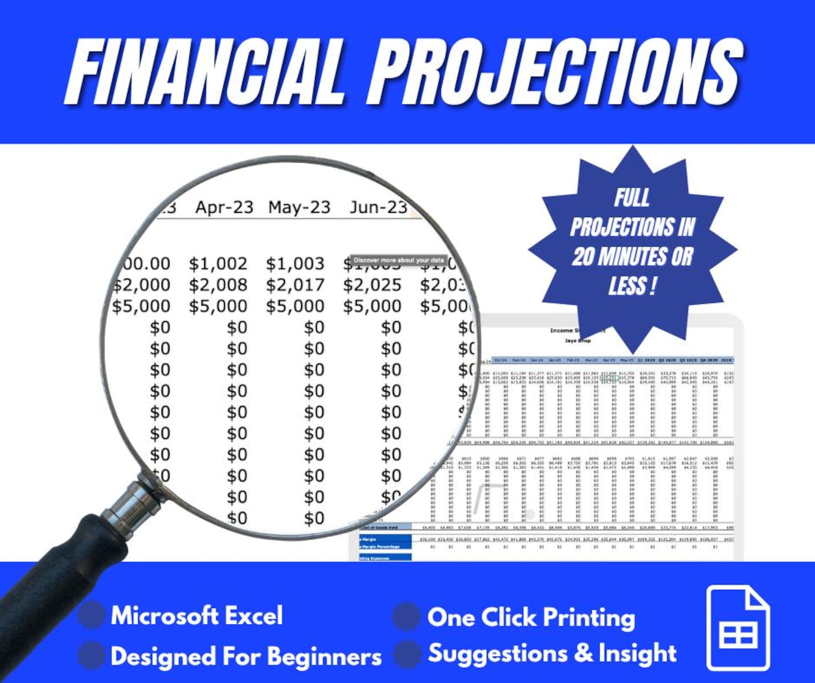 Business Plan Financial Projections Spreadsheet - Microsoft Excel ...