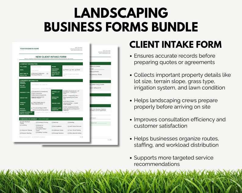 Landscaping Business Forms Bundle, Lawn Care Templates, Service ...