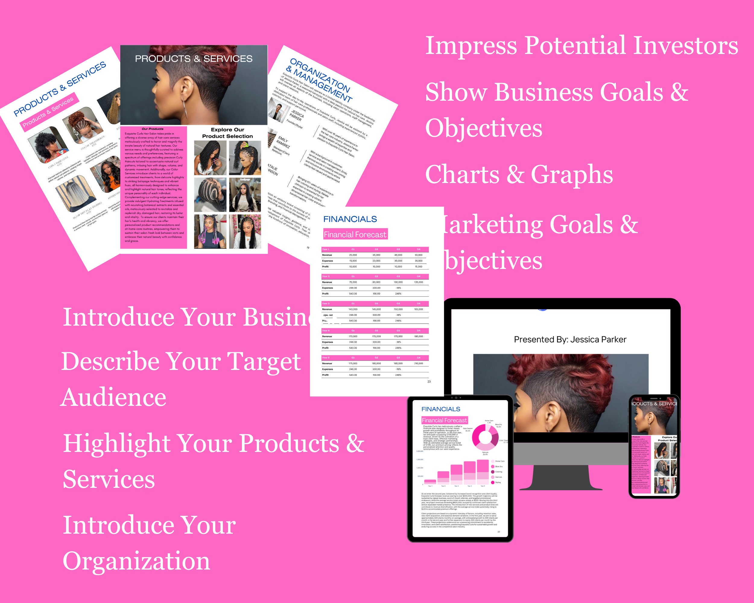 Hair Salon Business Plan - Business Planner - Canva Template ...