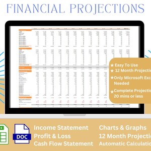 Financial Projections Spreadsheet for Start up Business - 12 Month ...