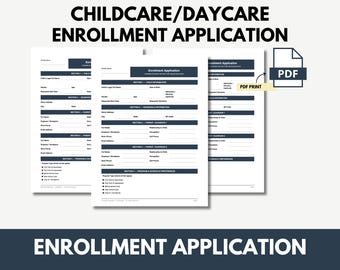 Daycare Enrollment Application Form | Printable Childcare Registration PDF | Home Daycare | Preschool