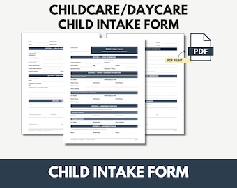 Daycare Child Intake Form | Printable Childcare PDF | Home Daycare | Preschool