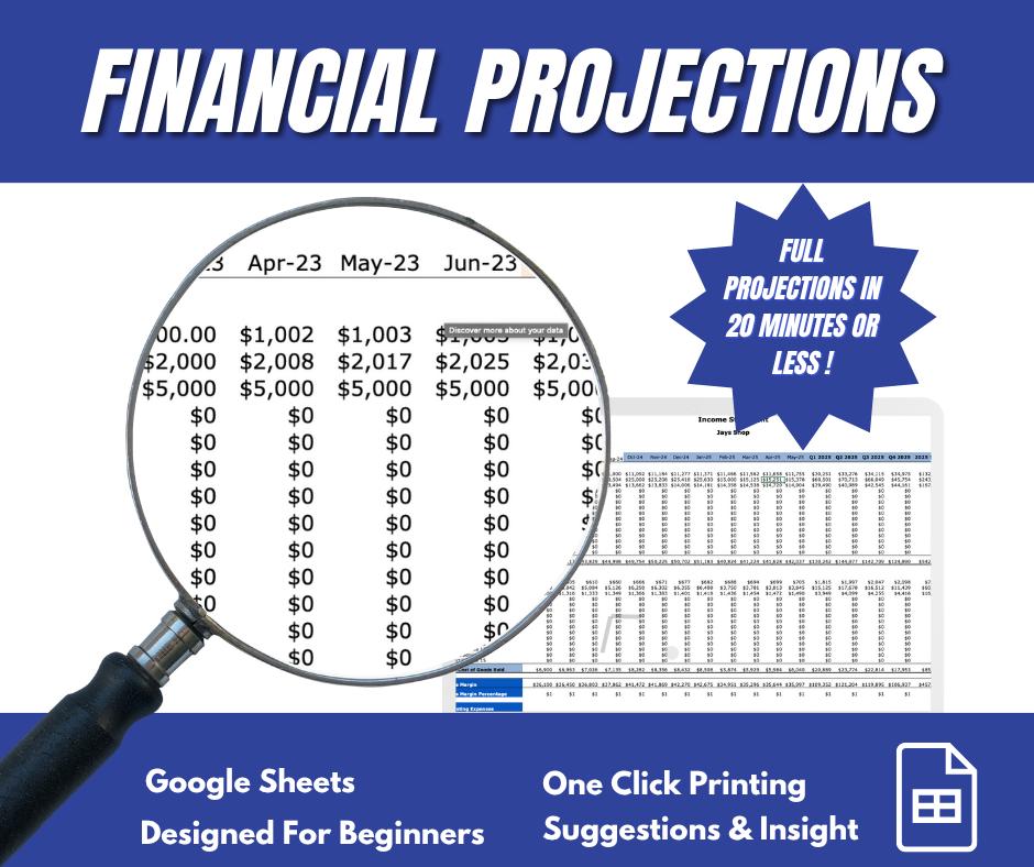 Business Plan Financial Projections Spreadsheet - Template - for ...