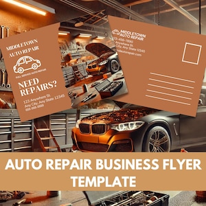 Auto Repair Shop Flyer 5x7 Mailer Postcard Template Edit in Canva Design Auto Mechanic Marketing Instant Digital Download Auto Service Promo
