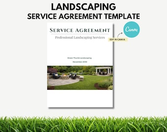 Landscaping Service Agreement Template Canva Editable Contract Form