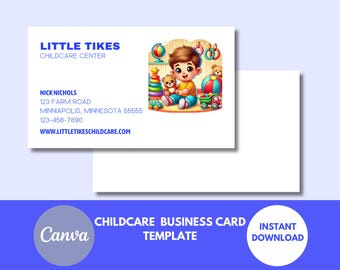 Daycare Business Card Template: Child Playing, Editable Canva Design (Digital Download)