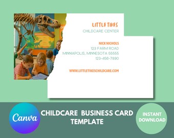 Childcare Business Card Template: Modern Daycare Design (Canva Editable, 3.5x2, Digital Download