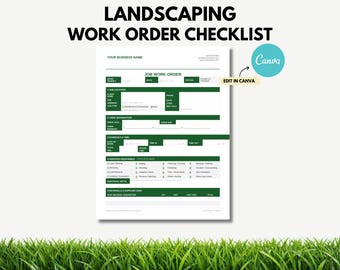 Landscaping Work Order Checklist Template Editable Canva Form Landscaping Job Checklist Template Work Order Form Printable
