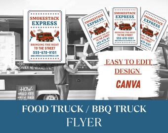 BBQ Food Truck Flyer Template, Country Fair Style (Canva, 8.5x11, Digital Download)