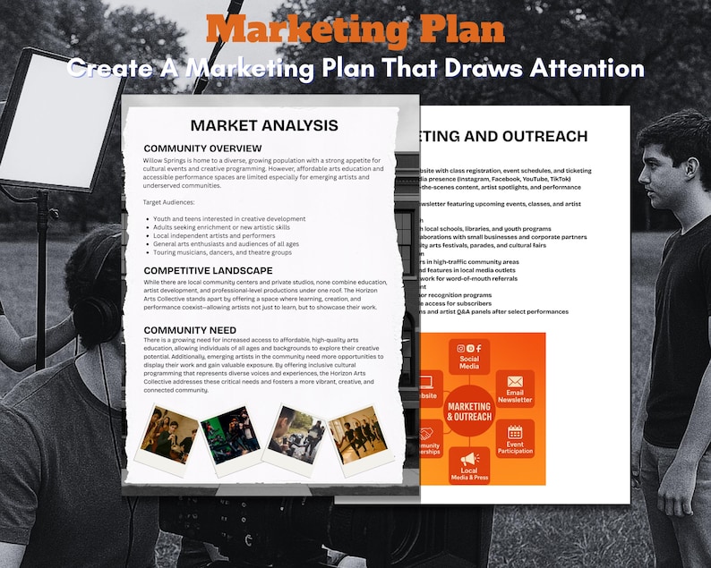 Nonprofit Theatre Arts Business Plan Template, Canva & Word (instant
