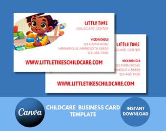 Childcare Business Card Template: Editable Canva Design (Instant Download)