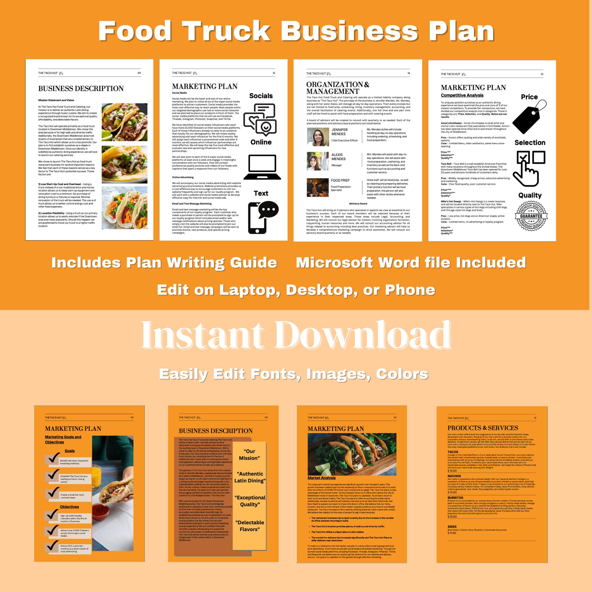 Food Truck Business Plan Template for Start up Business Business Plan