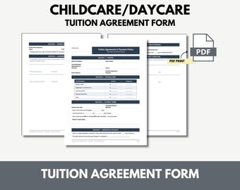 Daycare Tuition Agreement & Payment Policy Form | Printable Childcare PDF | Home Daycare | Preschool