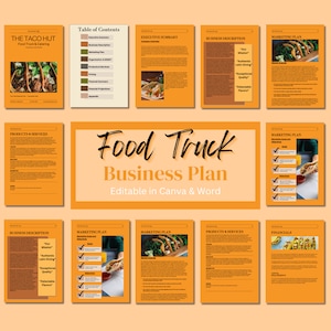 Food Truck Business Plan - Business Plan Template - Business Plan Writing Guide - Canva Template - Easy To Edit