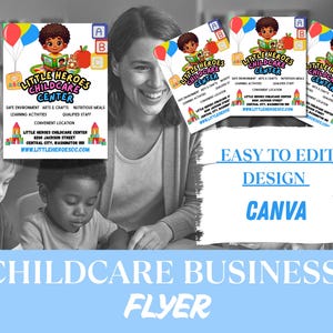 Editable Day care flyer for Canva instant download easy to use childcare flyer printable Marketing flyer template Summer camp babysitter