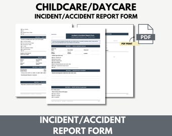 Daycare Incident & Accident Report Form | Printable Childcare Safety PDF | Home Daycare | Preschool