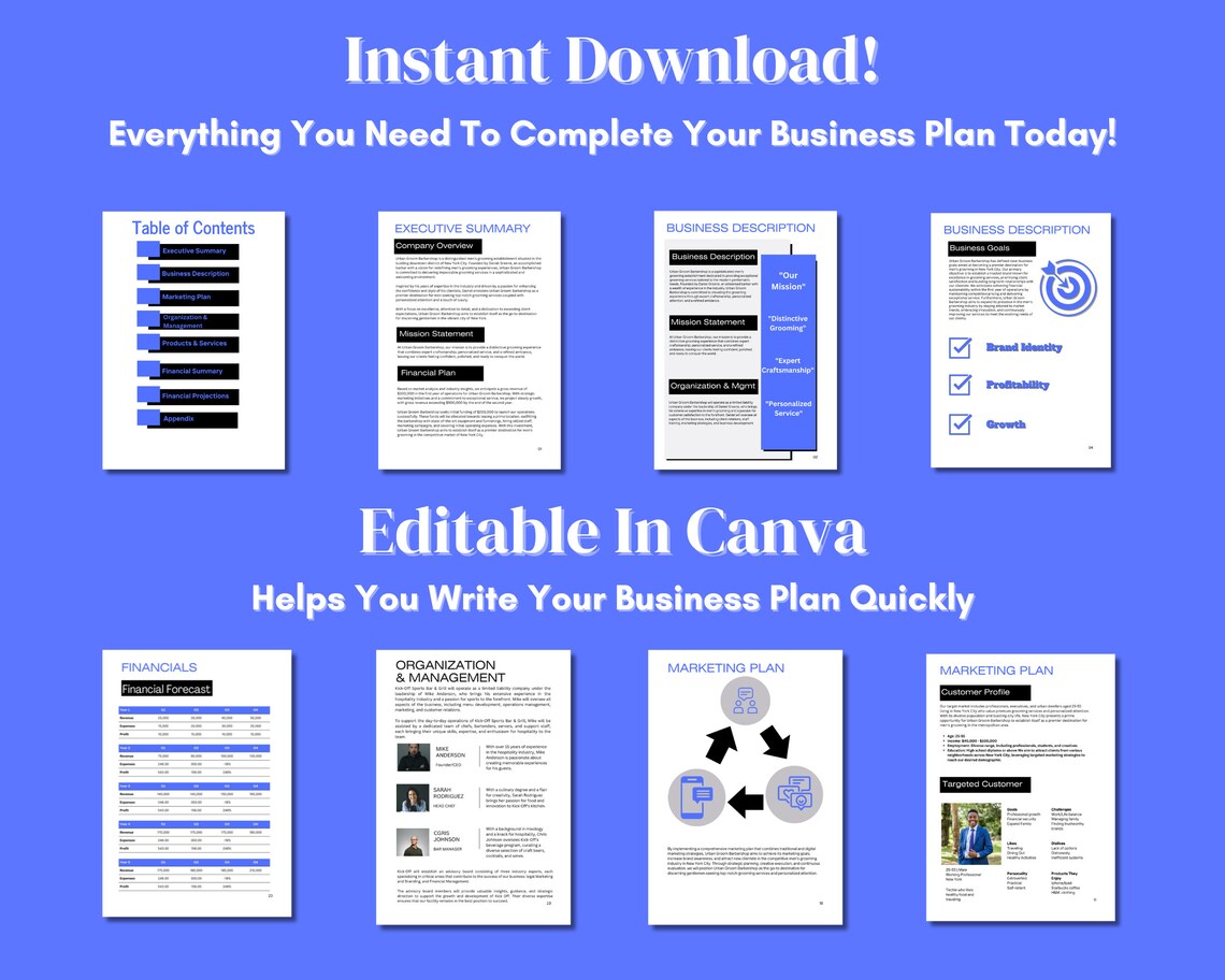 Business Plan for Startup Canva Template