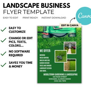 Lawn Mowing Flyer Template: Editable Canva Design (8.5x11 in) Digital Download
