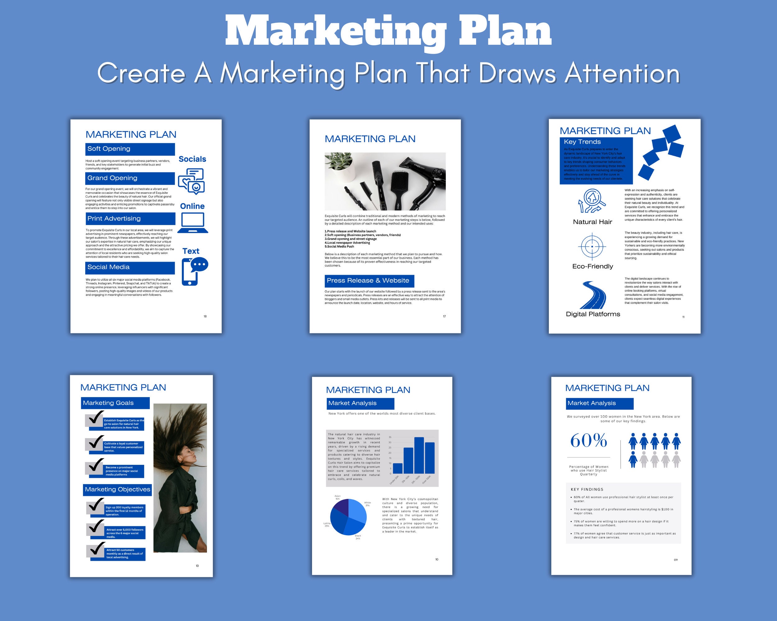 Hair Salon Business Plan Salon and Spa Business Plan Canva Template Microsoft Word Editable