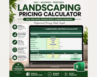 Landscaping Pricing Calculator Lawn Care Estimate Template, Invoice, Proposal, Flyer Business card Canva Templates Microsoft excel