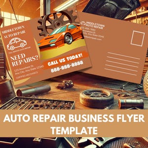 Car Repair Shop Flyer 5x7 Mailer Postcard Template Editable Canva Design Mechanic Marketing | Instant Digital Download Auto Service Promo