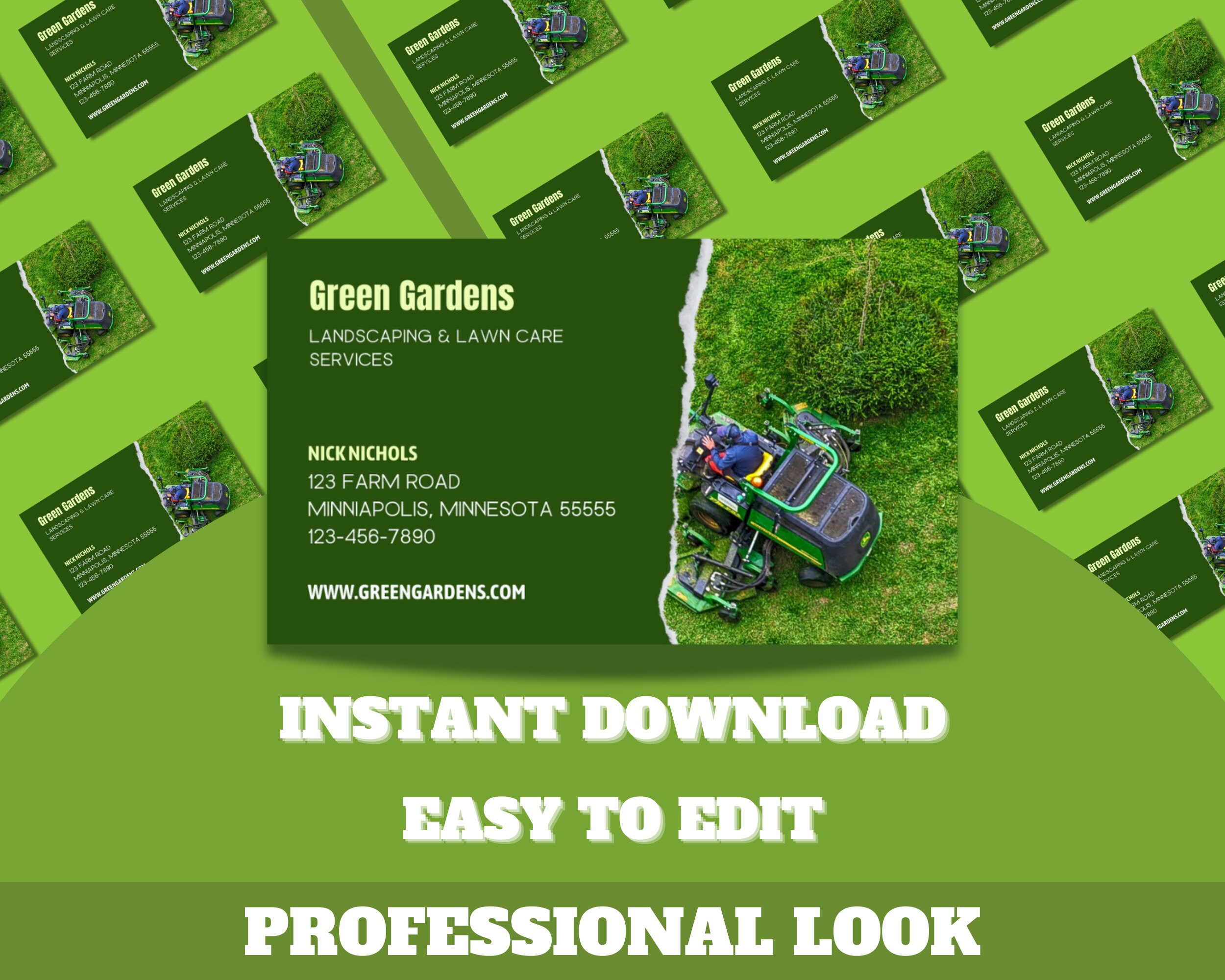 LANDSCAPING Professional Business Card Template Canva Instant Download
