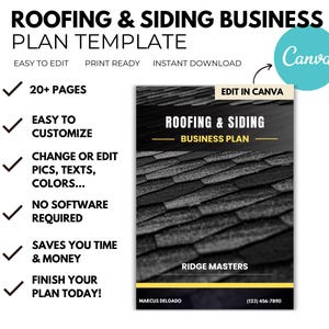 Modello di business plan per coperture e rivestimenti / Canva Word modificabile / Piano di avvio di un'impresa edile / Prestito bancario pronto