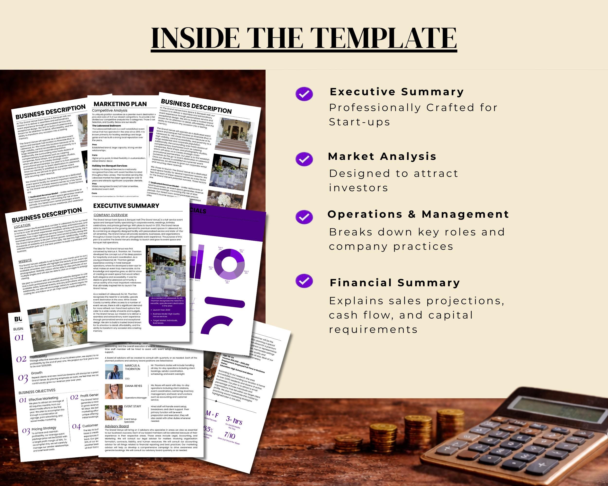 Event Space Business Plan Template – Editable Canva & Word Template ...