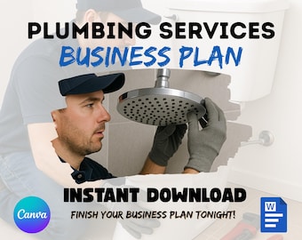 Modello di business plan per l'impianto idraulico / Canva e Word modificabili (download immediato)