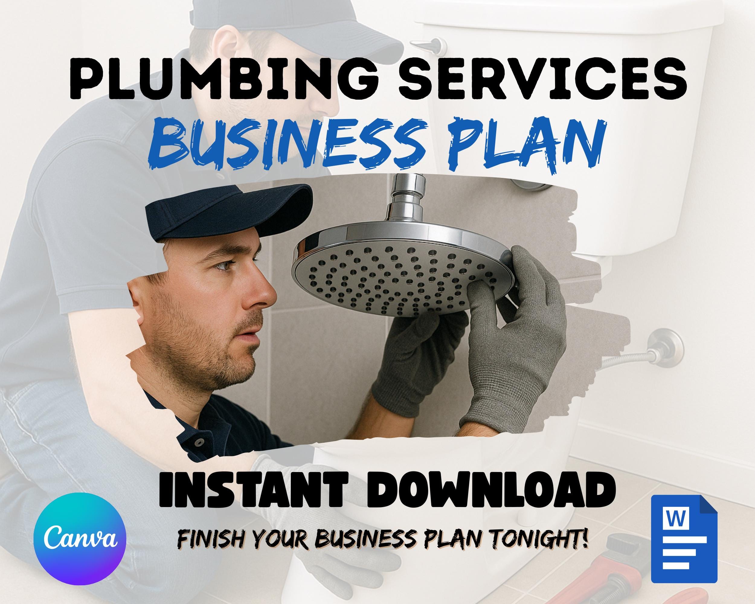Plumbing Business Plan Template | Editable Canva & Word (instant