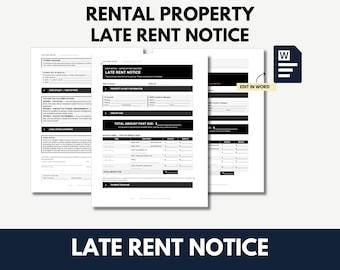 Late Rent Notice Template | Editable Rent Notice | Landlord Notice Letter | Rental Property Forms | Word Document Download