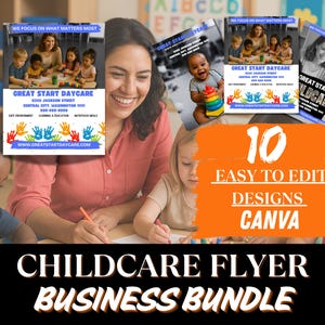 Childcare Flyer Templates 10 Editable Canva Flyers for Daycare Preschool Digital Download Childcare Marketing Bundle Instant Canva Download