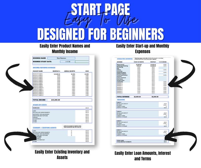 Business Plan Financial Projections Spreadsheet - Microsoft Excel ...