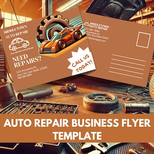 Auto Repair Shop Flyer 5x7 Mailer Postcard Template Edit in Canva Design Auto Mechanic Marketing Instant Digital Download Auto Service Promo