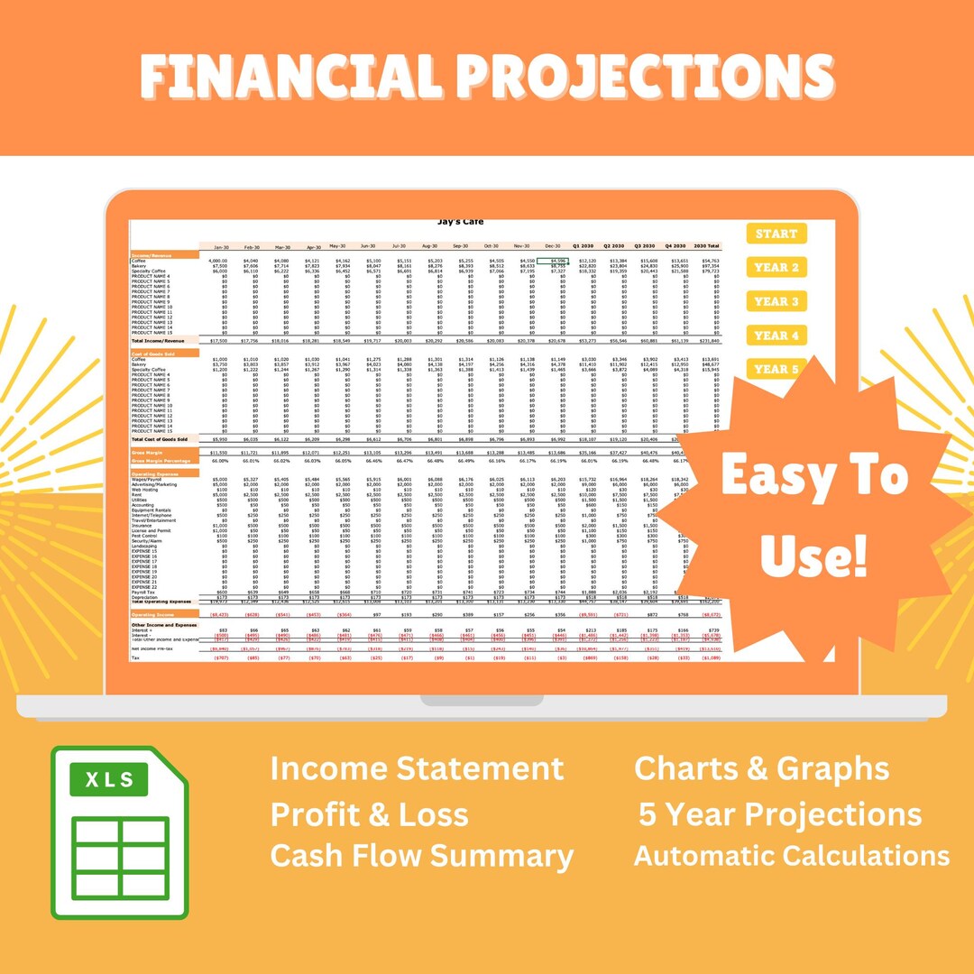 Financial Projections Spreadsheet - for Start-up or Existing Business ...