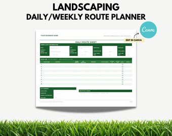 Landscaping Route Planner Template, Daily Weekly Route Sheet, Lawn Care Scheduling Template, Canva Route Planner, Landscaping Business Form
