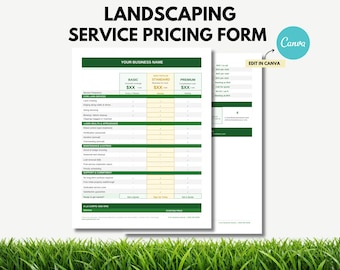 Landscaping Pricing Sheet Template Canva, Lawn Care Service Packages Price List, Editable Contractor Pricing Form