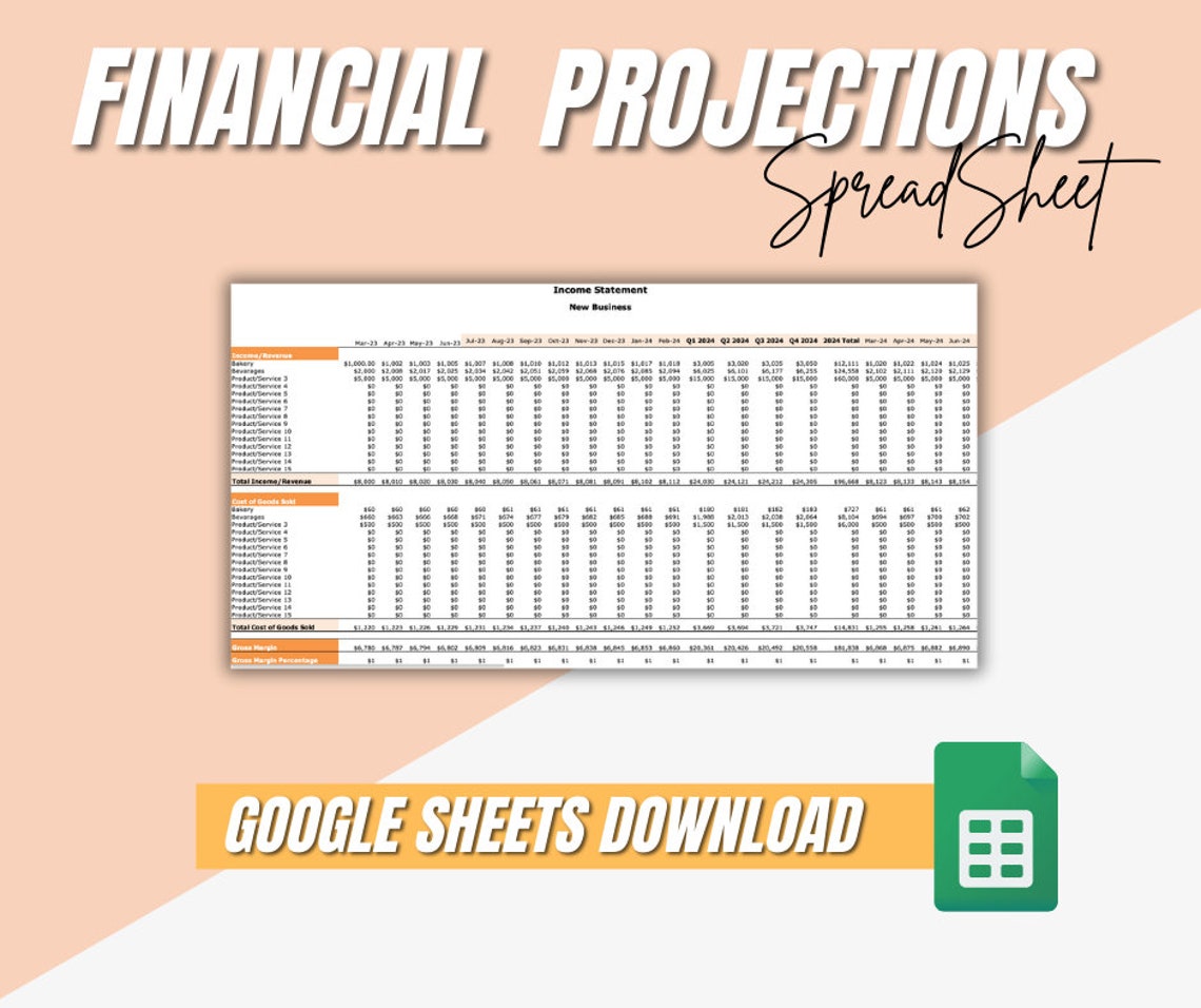 Financial Projections Template for Beginners Google Sheets Income ...