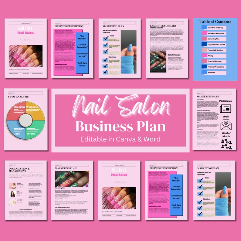 Nail Salon Business Plan Salon and Spa Business Plan Canva Template Nail Salon Business Plan Salon and Spa Business Plan Canva Template