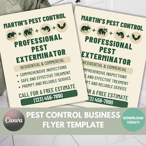 Pest Control Flyer Template: Minimalist Beige & Green Design (8.5x11 in, Canva Editable)